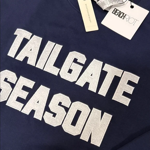 Beach Riot Tailgate Season Women's Sweatshirt - Navy and White - NWT - Picture 2 of 3